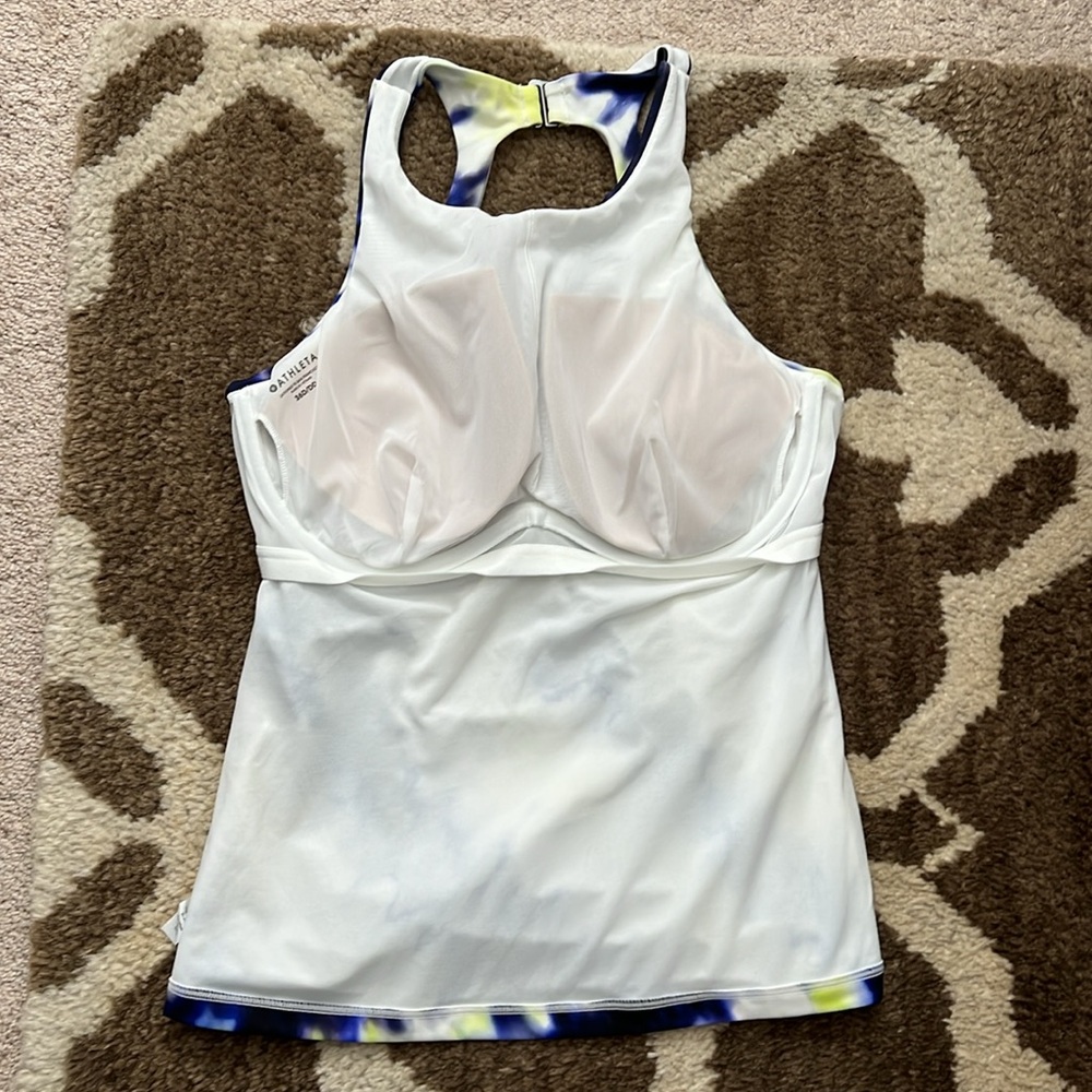 Athleta Women's Blue and Yellow Tie-Dye swim Tank Top - Picture 6 of 7